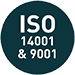 ISO certification logo (14001 & 9001)